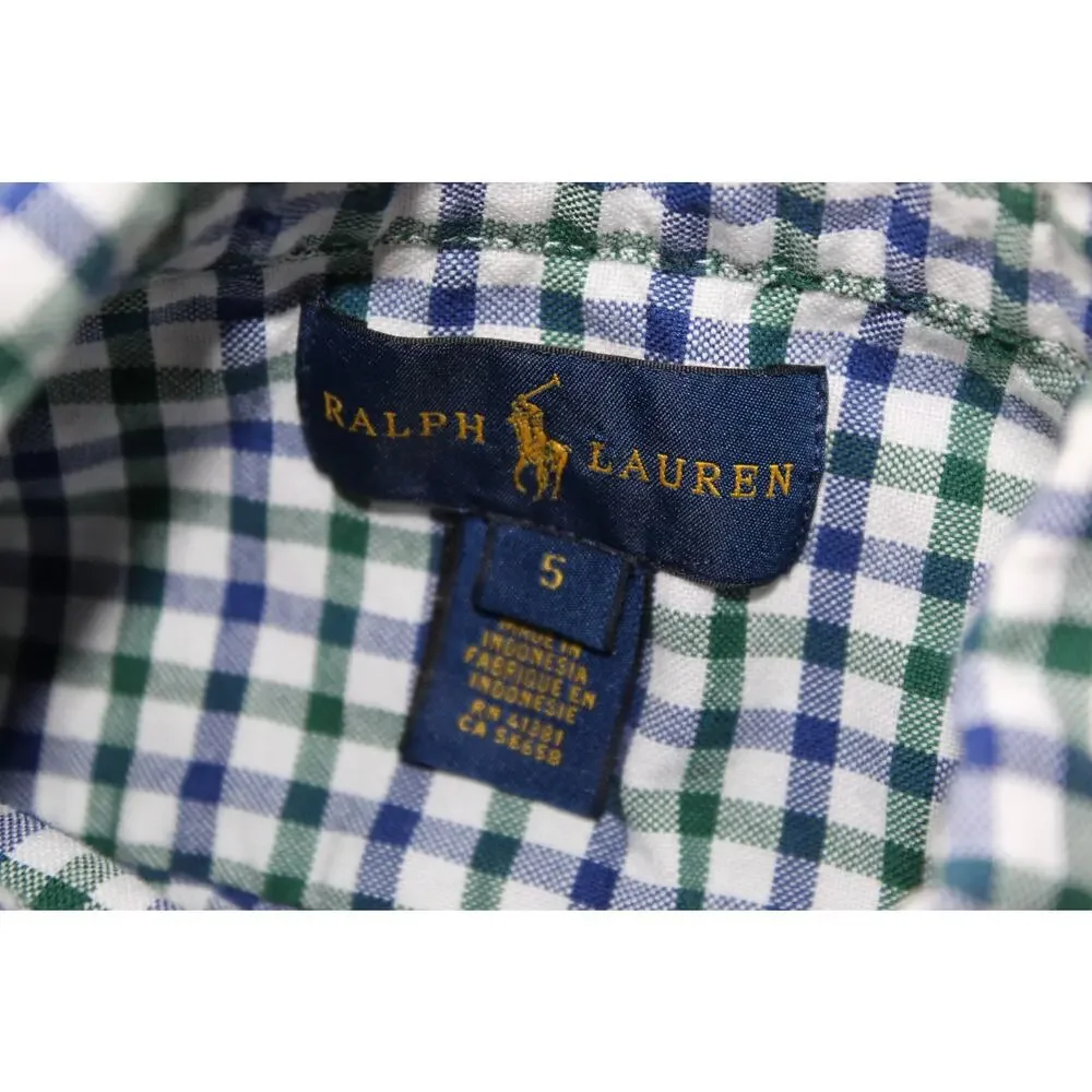 Ralph Lauren Polo Blue Label Gingham Long Sleeves Button Down Shirt Size 5
